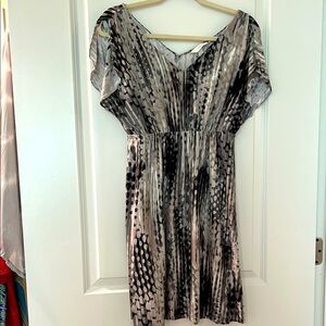 Soma Black and White Asymmetrical Sundress with Flutter Sleeves